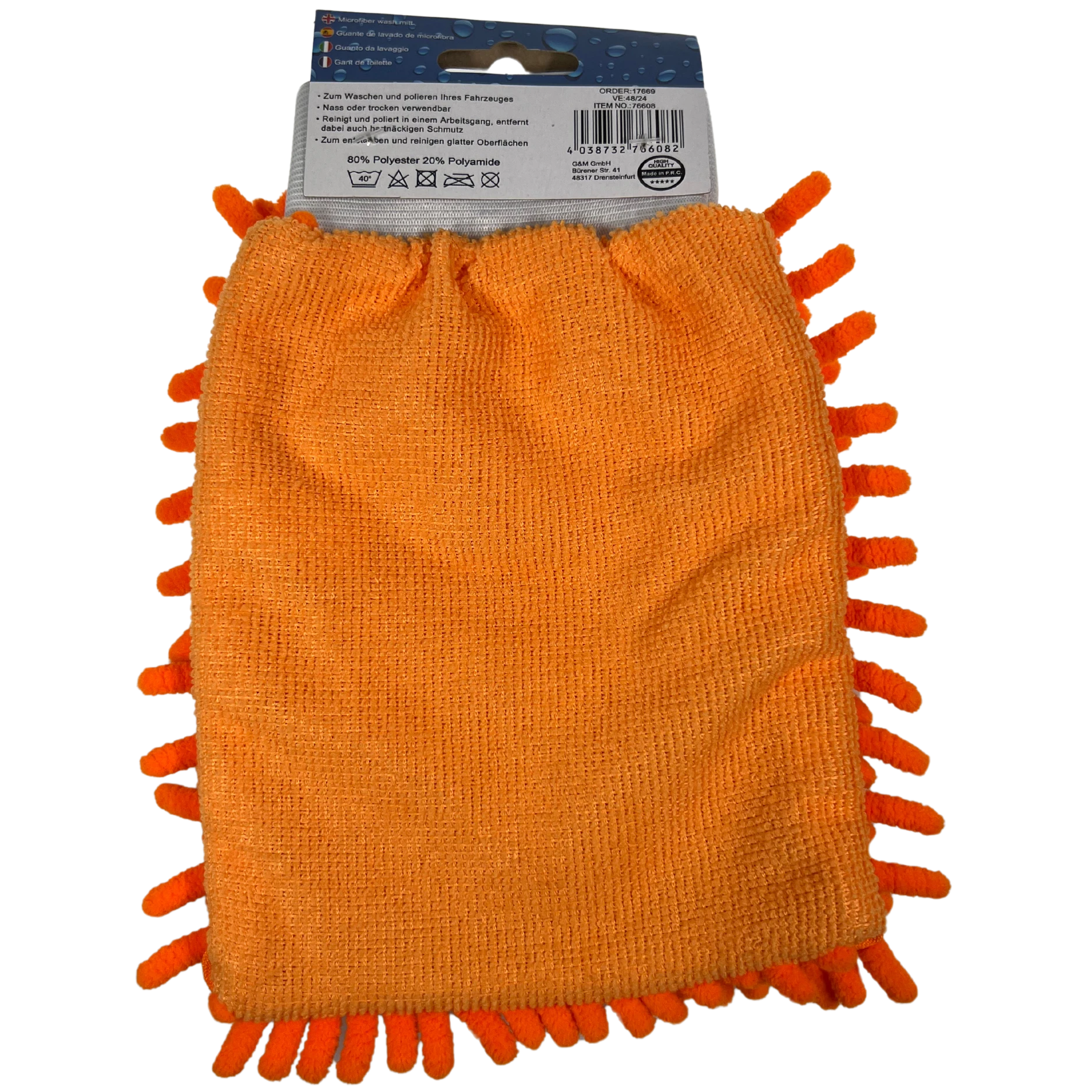 Waschhandschuh Mikrovelour Orange Rückseite